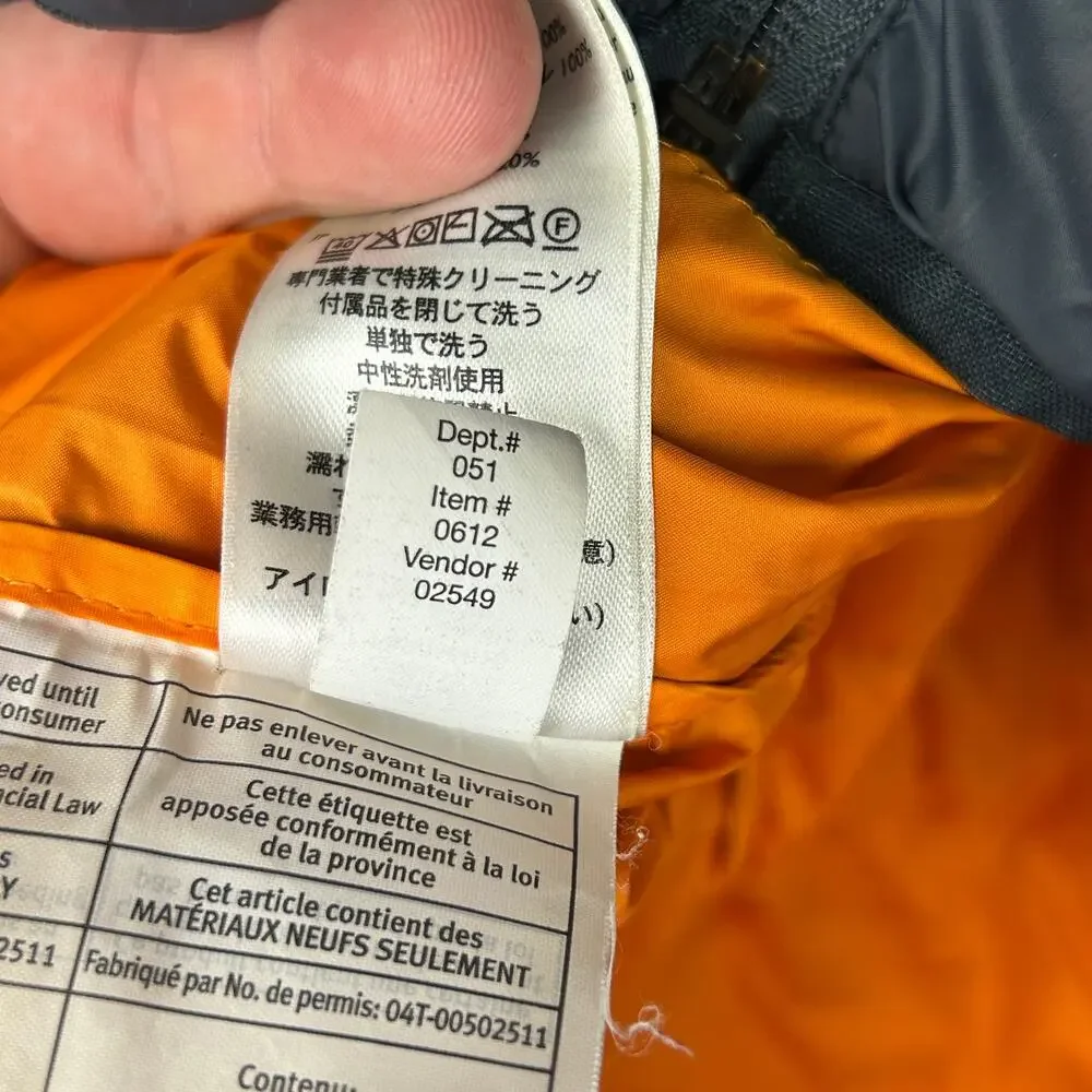 Eddie Bauer Down Puffer Jacket Gray/Orange Hooded Full Zip Men's Size XXL